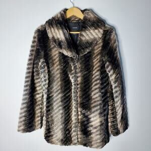 ALFANI dark marbled faux fur jacket in great used condition